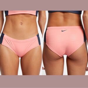 NEW Nike Shine Stripe Hipster Bikini Bottoms Pink Gaze Medium